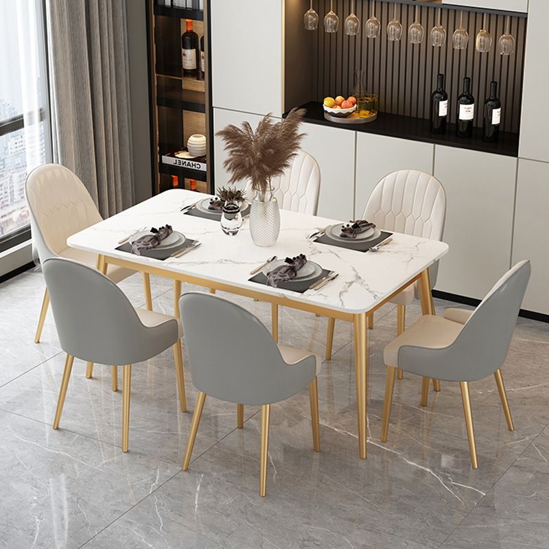 Modern Style Sintered Stone Dining Table with 4 Gold Legs Base for Home Use Clearhalo 'Dining Room Sets' 'Dining Tables & Seating' 'dining_room_set' 'Furniture' 'furniture_dining_room_set' 'Kitchen & Dining Furniture' 'kitchen&dining_furn' 'kitchen' 1200x1200_ea5dfb85-1e6c-4a78-a0cd-ad7433051b0d