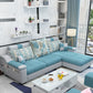 Blue Linen Blend Sloped Arms Sofa/Sectional with Slipcovered and Storage