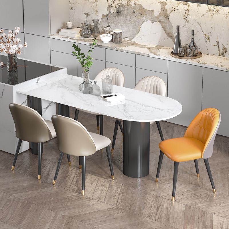 Modern Style Dining Table White Sintered Stone Dining Table with Metal Base for Kitchen Clearhalo 'Dining Tables & Seating' 'Dining Tables' 'dining_table' 'furn' 'furn_dining_table' 'Furniture' 'furniture_dining_table' 'Kitchen & Dining Furniture' 'kitchen' 'kitchen_dining_table' 1200x1200_ea5e99b0-bb0e-475a-bdf2-540f486cfb05