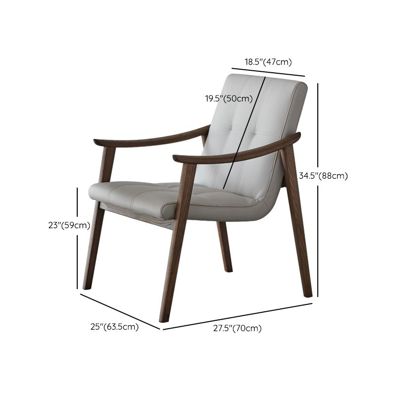 Noordse stijl massief hout faux lederen arm eetstoel in bruin voor thuis