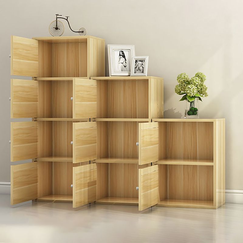 Scandinavian 15.7"L Book Shelf Wood Standard Bookcase With Doors