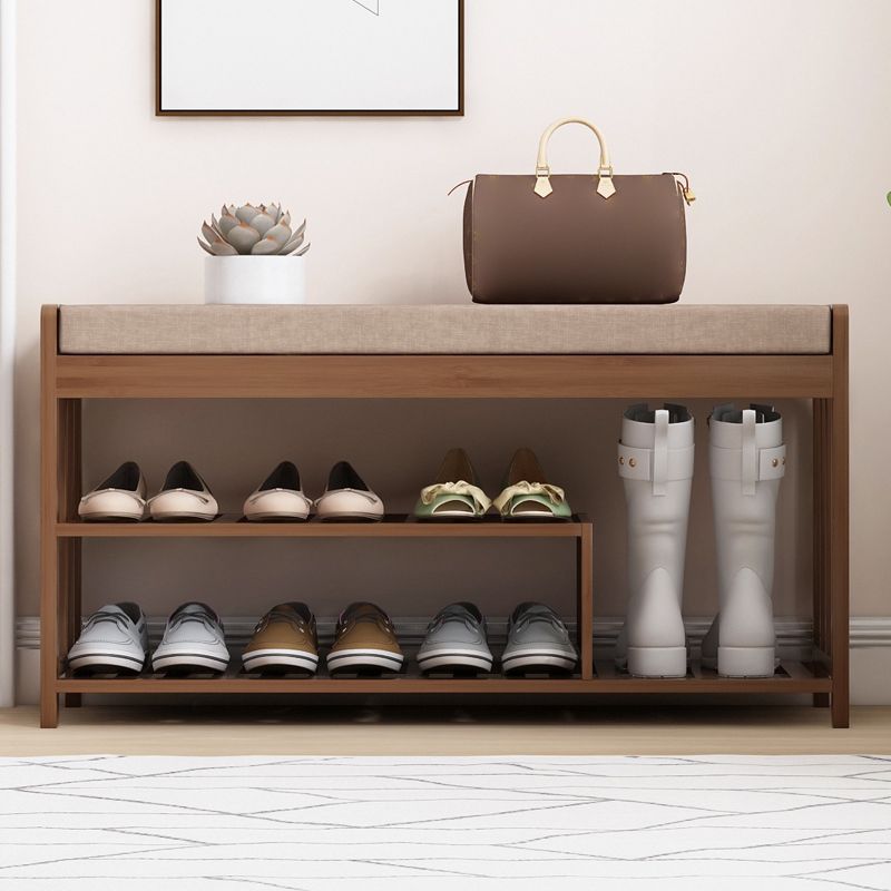 10.6"W Contemporary Entryway Bench Wood Cushioned Seating Bench Clearhalo 'Benches' 'Chairs & Seating' 'furn' 'furn_benches' 'Furniture' 'Living Room Furniture' 1200x1200_ea5fa2eb-5819-49cc-9d5e-de899bc9ff8b