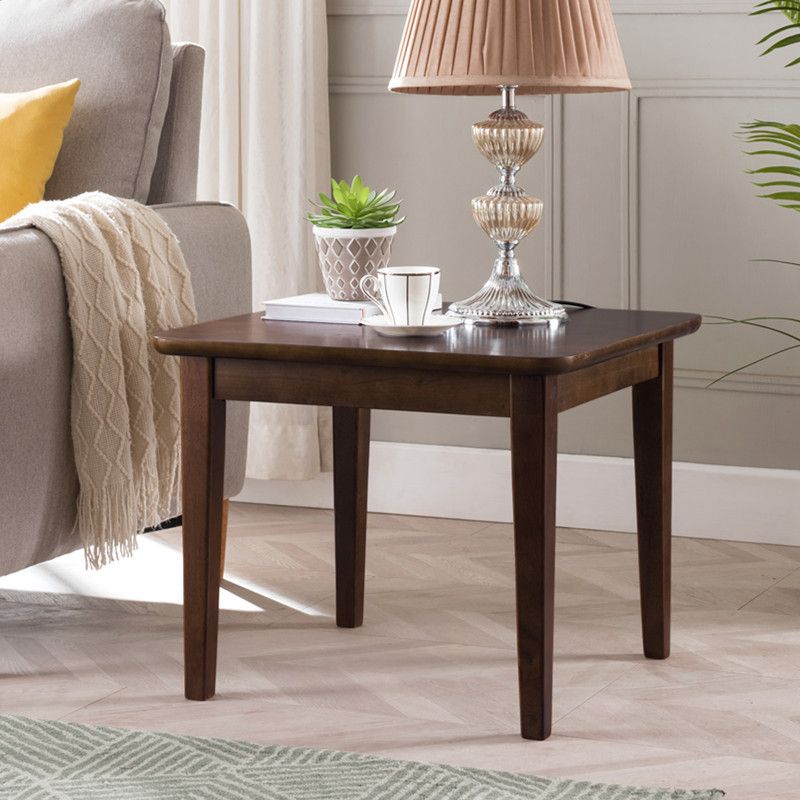 Modern Square End Table Solid Wood Top 4 Legs Sofa End Side Table