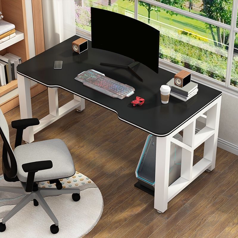Modern Gaming Desk Antique Finish Wooden Writing Desk with Metal Legs Clearhalo 'furn' 'furn_office_desk' 'Furniture' 'Office Desks' 'Office Furniture' 'office_desk' 1200x1200_ea61ae28-0c36-4b3c-9cdf-e8711e835142