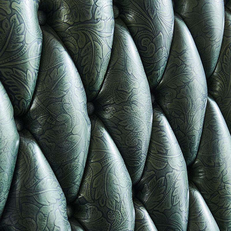 Grüner echtes Ledersofa getuftete Split-Roll-Armarmsofa