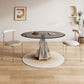 Modern Round Dining Table Glass Tabletop with Stainless Steel Pedestal Base