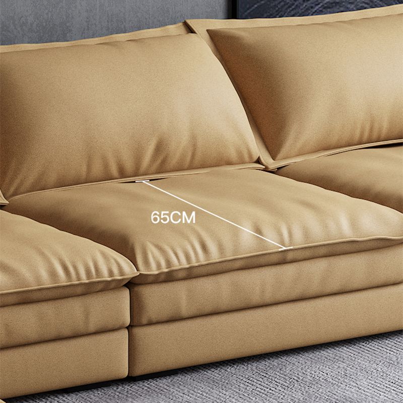 Nordic Pillow Top Arm Sofa & Chaise Faux Leather Sofa with Pillows