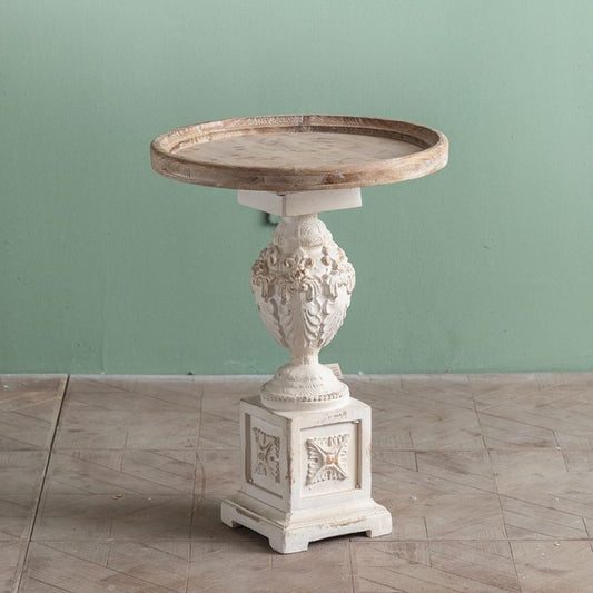 Rustic Style Side End Table Pedestal Distressed Round Sofa Side Accent Table Clearhalo 'Coffee & Accent Tables' 'End & Side Tables' 'end_side_tables' 'furn' 'furn_end_side_tables' 'Furniture' 'Living Room Furniture' 1200x1200_ea6a39a5-4c1d-4679-9ee3-9cdc4223d556