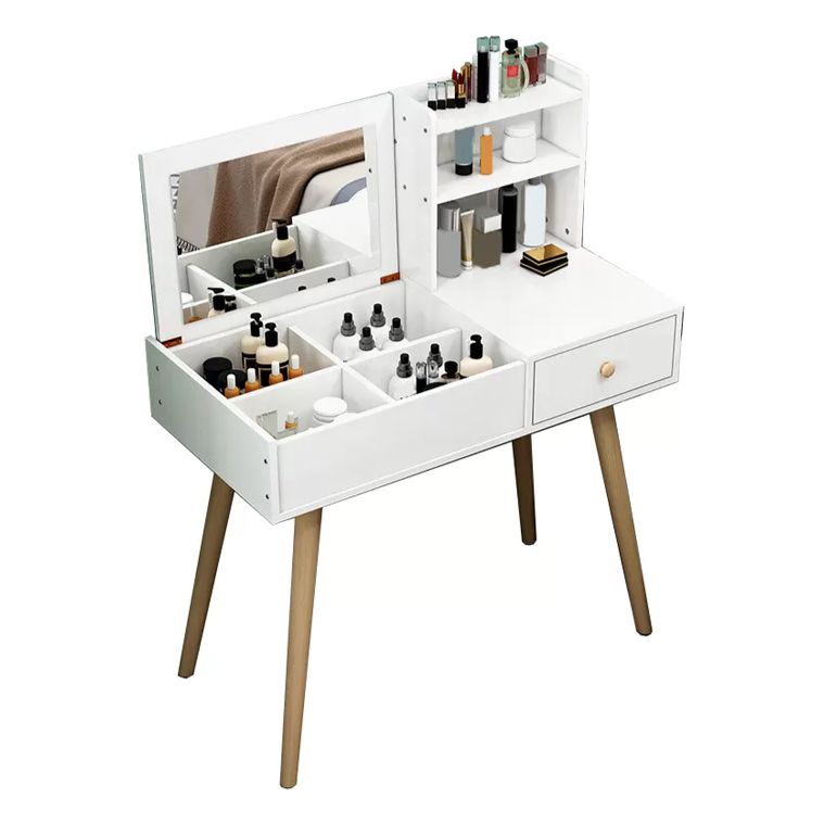 Modern Wood Flip-top Vanity Set 29.53" H Vanity Desk in White Clearhalo 'Bedroom Furniture' 'furn' 'furn_makeup_vanities' 'Furniture' 'Makeup Vanities' 'makeup_vanities' 1200x1200_ea6a6e9c-ab29-4493-b3c9-3fc504bcec66