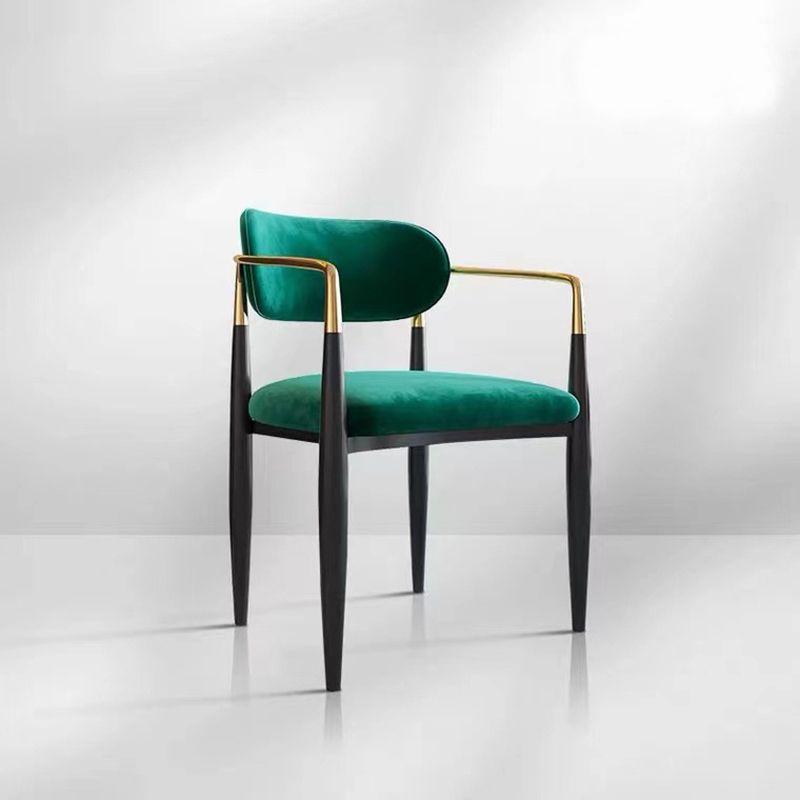 Sedia a braccio in stile glam velluto sedia da pranzo aperta per uso domestico