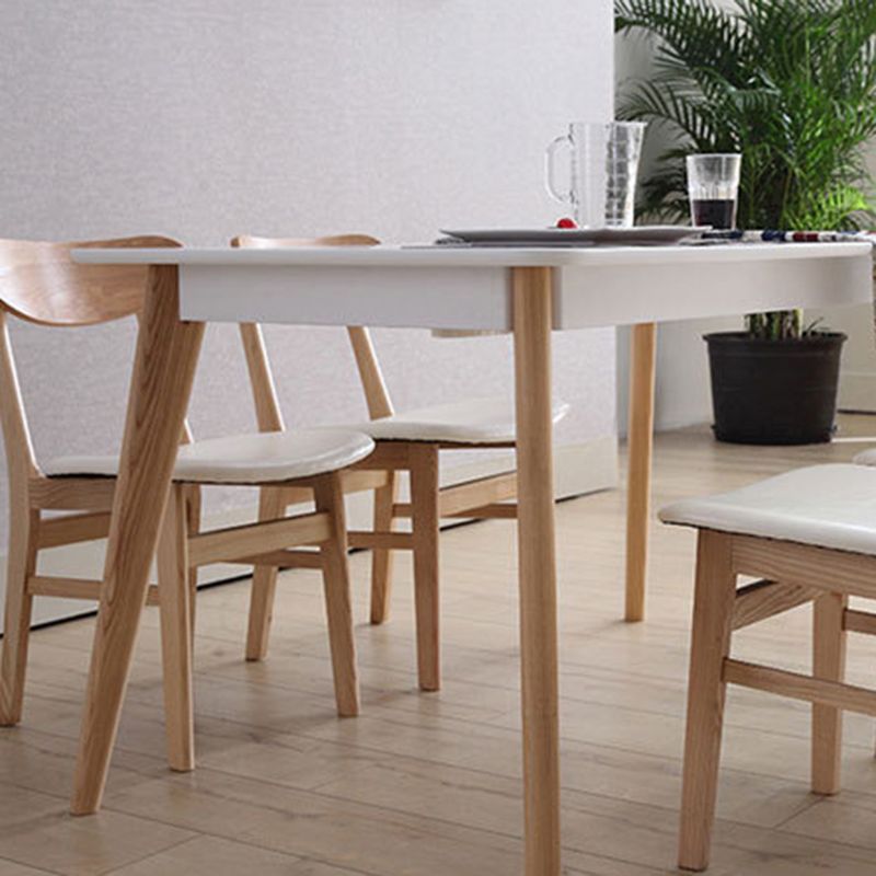 Table à manger rectangulaire à 4 pieds, Table de base moderne en bois de frêne pour cuisine