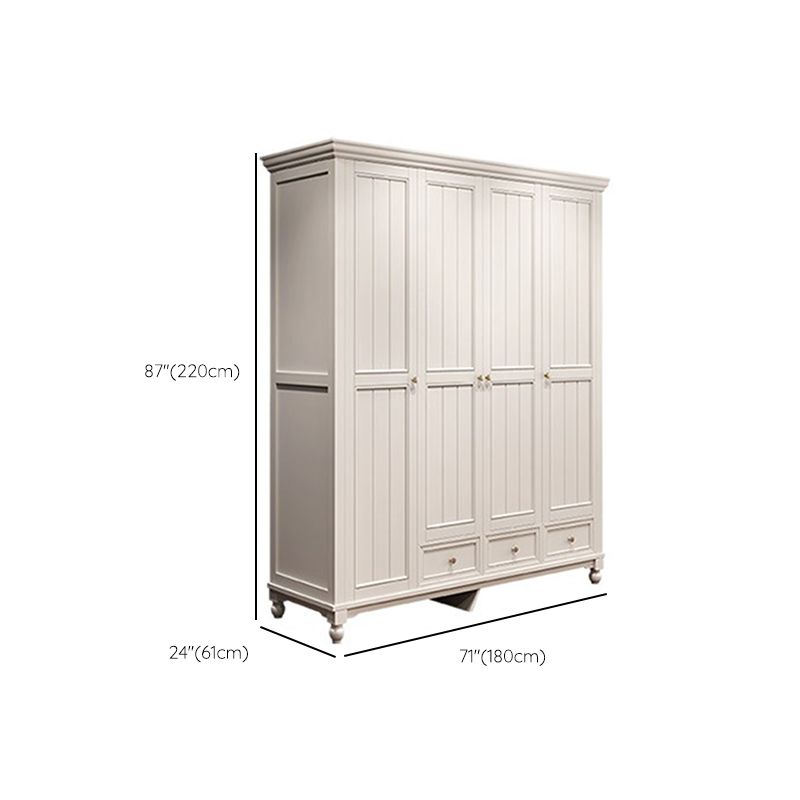 Armoire blanche de campagne française pour chambre à coucher avec des tiroirs