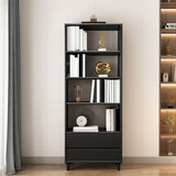 11" Wide Contemporary Shelf Open Wooden Bookcase with Drawer