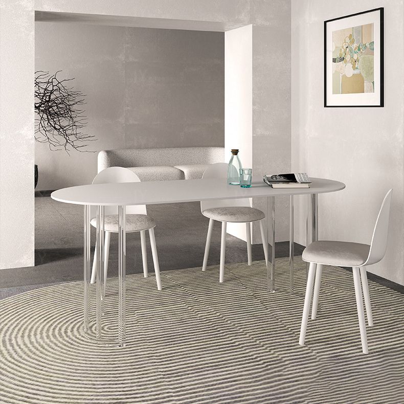 White Stone Dining Table Contemporary Dining Table with Sled Base Clearhalo 'Dining Tables & Seating' 'Dining Tables' 'dining_table' 'furn' 'furn_dining_table' 'Furniture' 'furniture_dining_table' 'Kitchen & Dining Furniture' 'kitchen' 'kitchen_dining_table' 1200x1200_ea74c696-7d9d-4fe5-bc06-f41b7b3bd6de