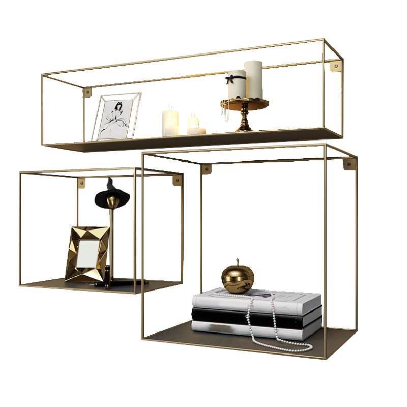 Glam Open Shelf Bookcase Floating Metal Book Shelf for Living Room Clearhalo 'Bookcases' 'furn' 'furn_bookcases' 'Furniture' 'Office Furniture' 1200x1200_ea7a1518-0618-4b8c-ad85-1a7154b89941