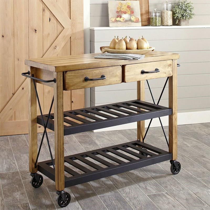 Carrello da cucina rotolante contemporaneo metallo rettangolare cucina carrello con asciugamano