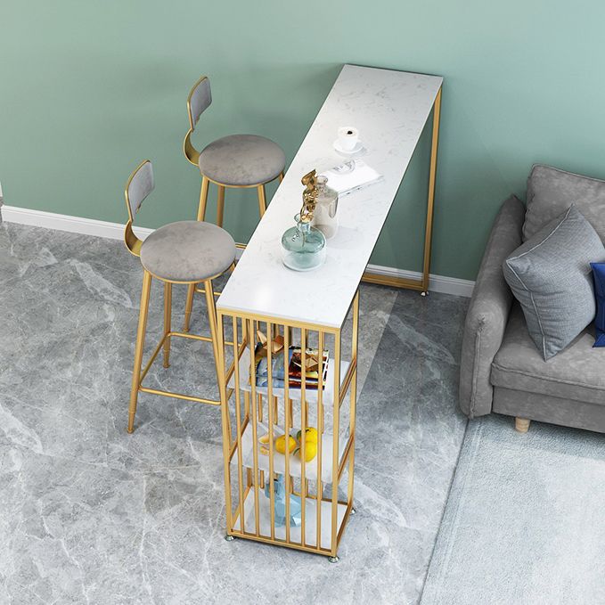 Glam Rectangle Bar Set Storage 1/2/3 Pieces Stone Counter Height Set in Gold Clearhalo 'Bar Furniture' 'furn' 'furn_home_bar_bar_sets' 'Furniture' 'Home Bars & Bar Sets' 'home_bar_bar_sets' 'Kitchen & Dining Furniture' 1200x1200_ea7de926-9409-4b35-a4e6-fcfba60f849a