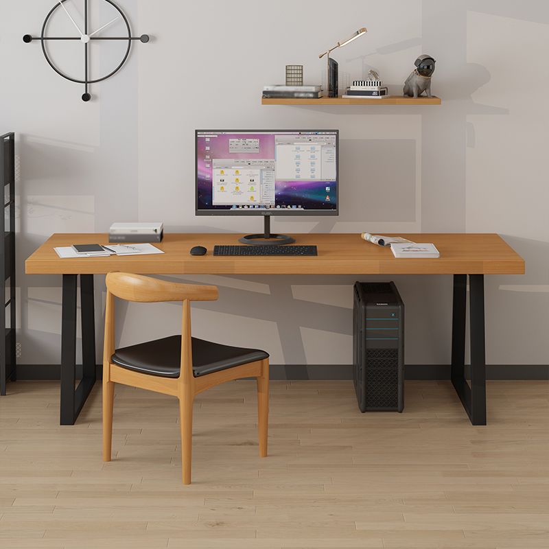 Industrial Style Home Office Desk Rectangle Solid Wood Writing Desk Clearhalo 'furn' 'furn_office_desk' 'Furniture' 'furniture_office_desk' 'Office Desks' 'Office Furniture' 'office_desk' 1200x1200_ea7e3bd0-8d8b-400b-adfb-730d0f165877