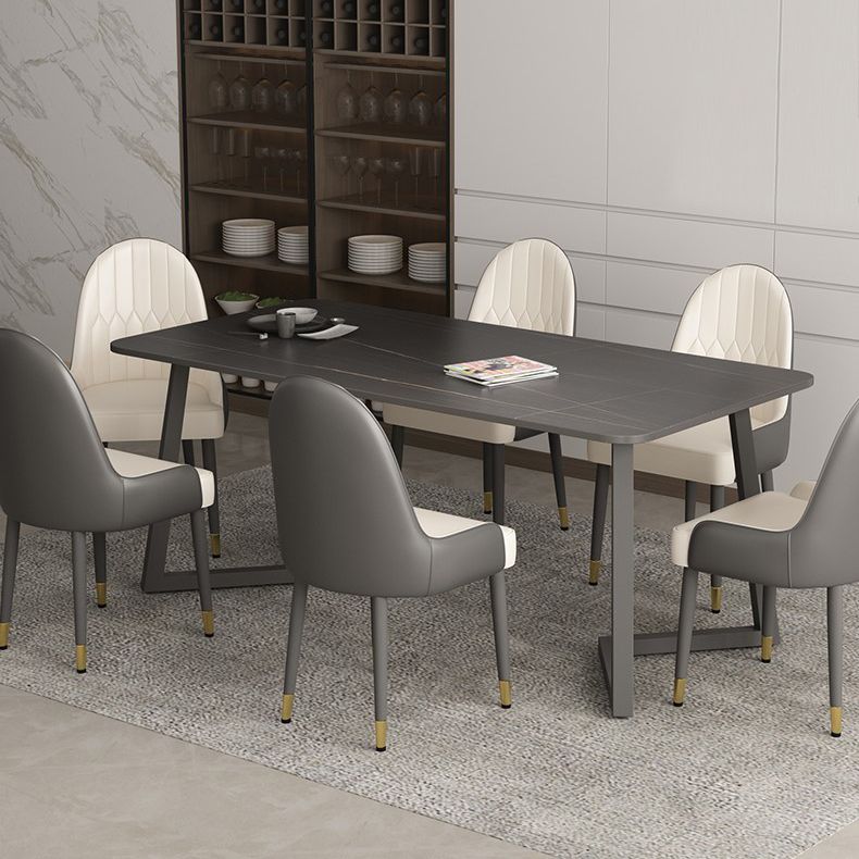 Rectangle Sintered Stone Table for Restaurant Industrial Dining Table with Double Pedestal Clearhalo 'Dining Tables & Seating' 'Dining Tables' 'dining_table' 'furn' 'furn_dining_table' 'Furniture' 'furniture_dining_table' 'Kitchen & Dining Furniture' 'kitchen' 'kitchen_dining_table' 1200x1200_ea7e5e54-d534-44f4-abd3-a2669c741983