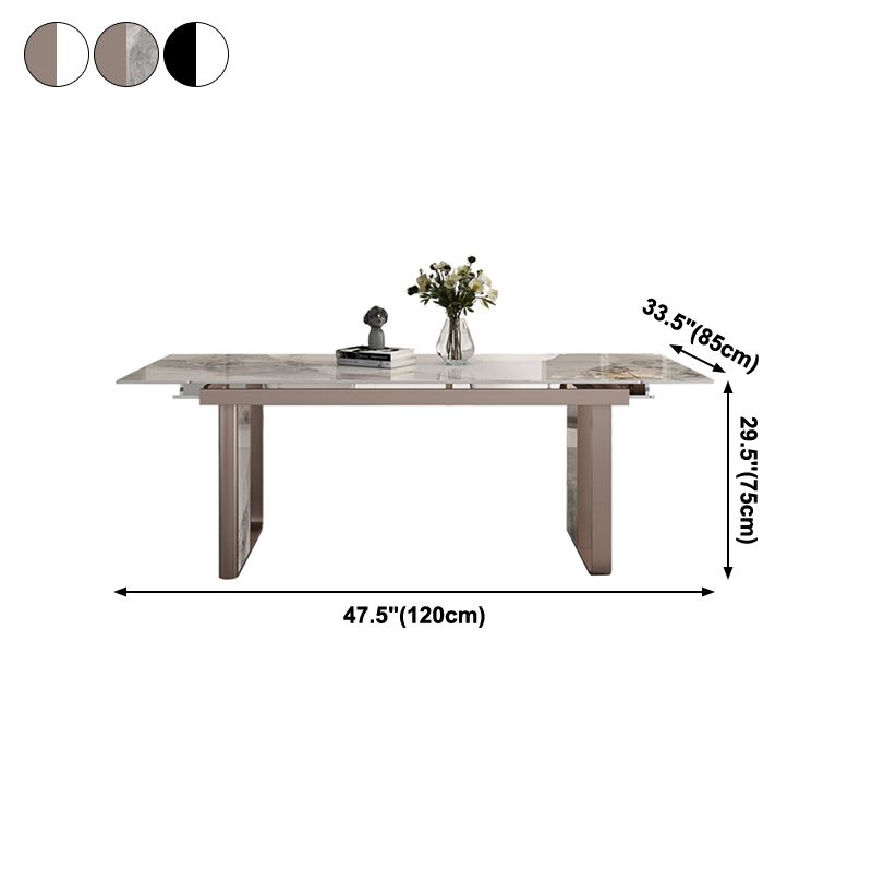 Traditional Luxury Style Dining Table Rectangle Sintered Stone Table with Double Pedestal Clearhalo ' dining_table' 'Dining Tables & Seating' 'Dining Tables' 'furn' 'furn_dining_table' 'Furniture' 'furniture_dining_table' 'Kitchen & Dining Furniture' 'kitchen&dining_furn' 'kitchen' 'kitchen_dining_table' 1200x1200_ea7e69a3-0560-464d-8d15-53912f488384