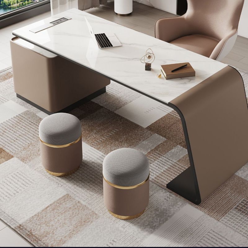 3 tiroirs Writing Desk Bureau de tâche de forme rectangulaire en blanc pour le bureau