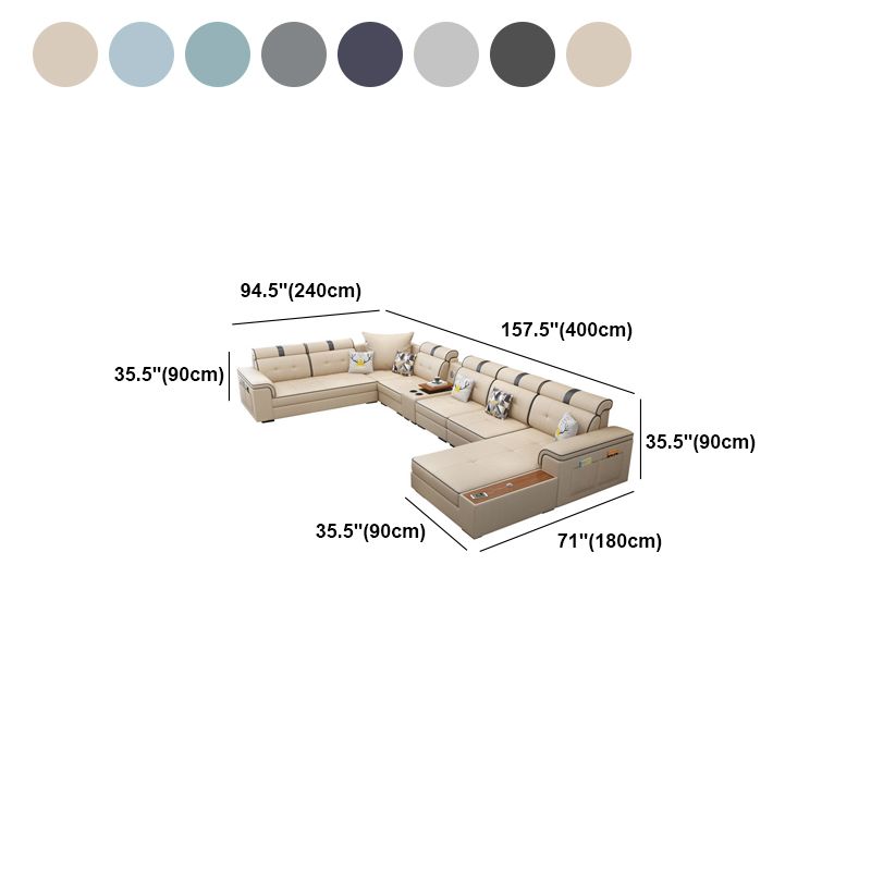 現代のソファフェイクレザーU字型モジュラー家具セクション