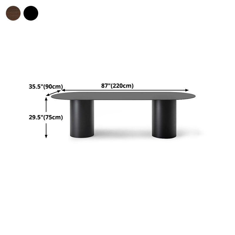 Oval Modern Dining Table Solid Wood Double Pedestal Table for Kitchen Clearhalo ' dining_table' 'Dining Tables & Seating' 'Dining Tables' 'furn' 'furn_dining_table' 'Furniture' 'furniture_dining_table' 'Kitchen & Dining Furniture' 'kitchen&dining_furn' 'kitchen' 'kitchen_dining_table' 1200x1200_ea81d9bb-5a64-4224-908a-b5f189cf6977