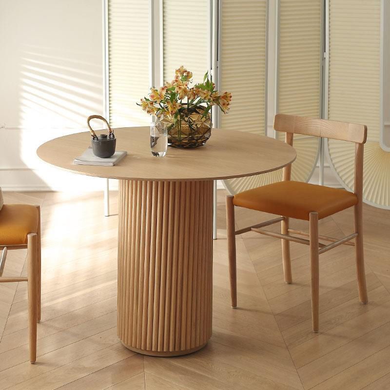 Round Pedestal Base Dining Table Modern Wood Table for Kitchen