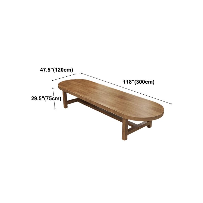 Contemporary Oval Solid Wood Table Standard Height Dining Table with Trestle Base Clearhalo 'Dining Tables & Seating' 'Dining Tables' 'dining_table' 'furn' 'furn_dining_table' 'Furniture' 'furniture_dining_table' 'Kitchen & Dining Furniture' 'kitchen' 'kitchen_dining_table' 1200x1200_ea8291ac-1d2c-496b-94be-3ece17e77631