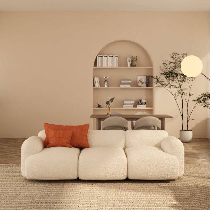 Scandinavian Seating White Fabric Living Room Recessed Arm Cushions Standard Sofa Clearhalo 'furn' 'furn_sofas' 'Furniture' 'Living Room Furniture' 'Sofa' 'sofas' 1200x1200_ea83f470-3a68-46cf-9abc-b3ce44c40f0b