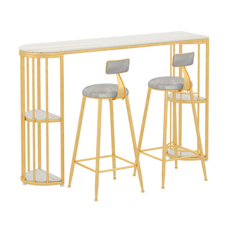 Barhocker-Tisch mit Steinplatte, Bar-Esstisch im glamourösen Stil mit Stauraum