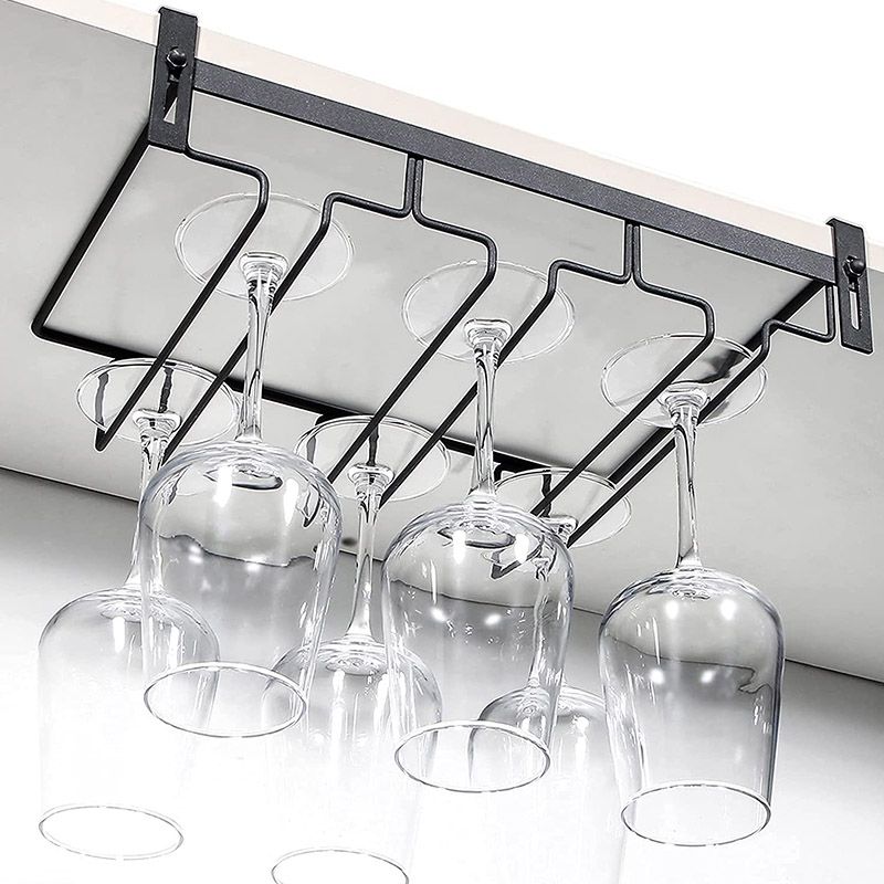 Modern Style Hanging Wine Glass Rack Metal Glass & Stemware Holder for Kitchen Clearhalo 'furn' 'furn_wine_racks' 'Furniture' 'Kitchen & Dining Furniture' 'Wine Racks' 'wine_racks' 1200x1200_ea85005a-4b71-490c-9477-d0e36b8f3f5d