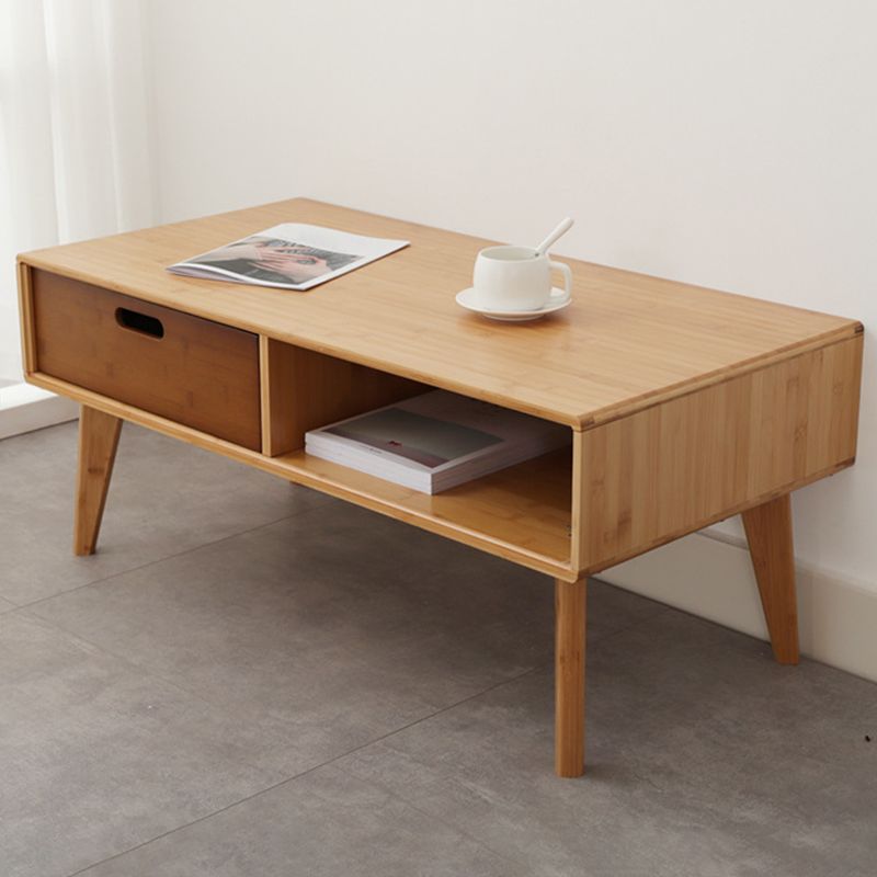 16.9" Tall Modern Wood 4-leg Base Rectangular Coffee Table with Drawers Clearhalo 'Coffee & Accent Tables' 'Coffee Tables' 'coffee_tables' 'furn' 'furn_coffee_tables' 'Furniture' 'furniture_coffee_tables' 'Living Room Furniture' 1200x1200_ea85838c-bda2-4262-b2f0-e98807073516