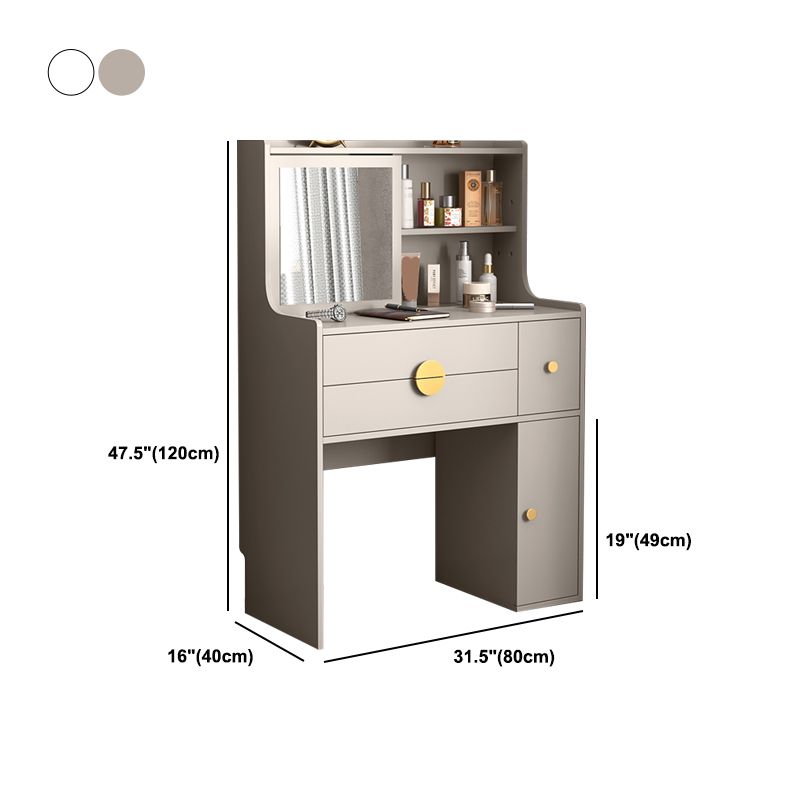 Table de casse-tête de vanité en bois moderne / table de vanité grise avec tiroirs