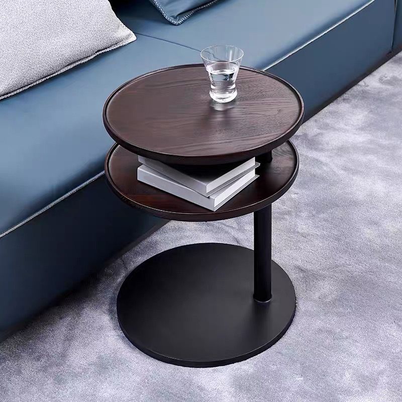 Modernistic Living Room Double Tier Round with Storage Pedestal Wood Side Table Clearhalo 'Coffee & Accent Tables' 'End & Side Tables' 'end_side_tables' 'furn' 'furn_end_side_tables' 'Furniture' 'Living Room Furniture' 1200x1200_ea8785cb-9b3a-4e7b-8889-9771c238f6ef