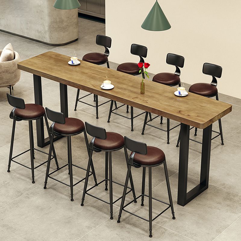 Rectangle Pine Wood Pub Table with Metal Frame for Living Room Clearhalo 'Bar Furniture' 'Bar Tables' 'bar_tables' 'furn' 'furn_bar_tables' 'Furniture' 'Kitchen & Dining Furniture' 1200x1200_ea8bd3a4-8a87-4732-8c91-7b0309333e97
