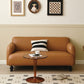Contemporary Faux Leather Sofa for Living Room with Recessed Arm
