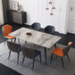 Stone Top Dining Table Rectangle Contemporary Dining Table with 4 Black Legs Clearhalo 'Dining Tables & Seating' 'Dining Tables' 'dining_table' 'furn' 'furn_dining_table' 'Furniture' 'furniture_dining_table' 'Kitchen & Dining Furniture' 'kitchen' 'kitchen_dining_table' 1200x1200_ea8ebdee-e149-490d-ab1c-a3aa08860190