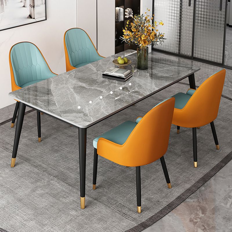 Modern Dining Table Black Frame Stone Dining Table for Dinner Room Clearhalo 'Dining Tables & Seating' 'Dining Tables' 'dining_table' 'furn' 'furn_dining_table' 'Furniture' 'Kitchen & Dining Furniture' 1200x1200_ea91d1ee-b5a8-458d-889a-fde50cf04890