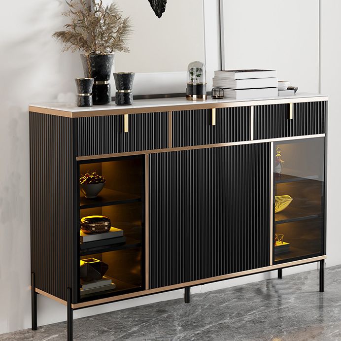 Sideboard Steintüren im Glam -Stil Seitenbrett mit Schränken und Schubladen