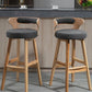 Scandinavian Wood Round Seat Stool Faux Leather Low Back Upholstered Counter Stool Clearhalo 'Bar Furniture' 'Bar Stools' 'bar_stools' 'furn' 'furn_bar_stools' 'Furniture' 'Kitchen & Dining Furniture' 1200x1200_ea940008-b35c-4e8b-a83c-901b5bf1f85d