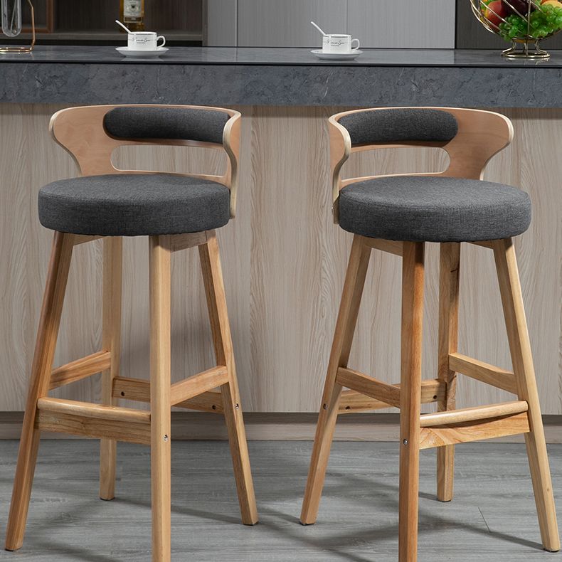 Scandinavian Wood Round Seat Stool Faux Leather Low Back Upholstered Counter Stool Clearhalo 'Bar Furniture' 'Bar Stools' 'bar_stools' 'furn' 'furn_bar_stools' 'Furniture' 'Kitchen & Dining Furniture' 1200x1200_ea940008-b35c-4e8b-a83c-901b5bf1f85d