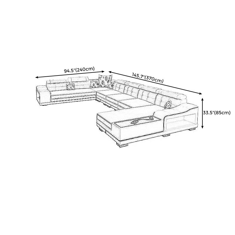 33.46"High Fabric Sloped Arms Sectional Sofa with 2 Cup Holders,White Clearhalo 'furn' 'furn_sectionals' 'Furniture' 'furniture_sectionals' 'Living Room Furniture' 'Sectionals' 1200x1200_ea95b2f2-af7b-40b7-b502-7720fee8a836