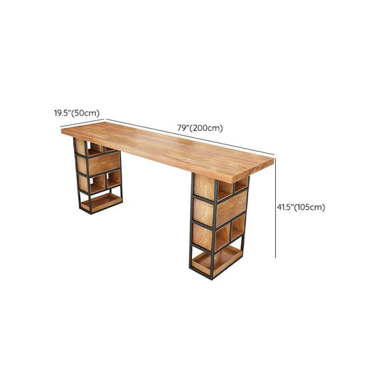 Modern Wood Bar Table Tulip Dining Table with Storage Shelves Clearhalo 'Bar Furniture' 'Bar Tables' 'bar_tables' 'furn' 'furn_bar_tables' 'Furniture' 'Kitchen & Dining Furniture' 1200x1200_ea960c16-ec30-4f43-8f92-81d6ae0bffc5