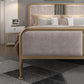Contemporary Metal Upholstered Headboard Rectangular Slat Bed