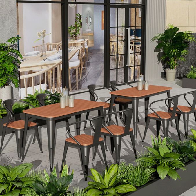 Ensemble de table en bois de style contemporain 1/2/3/5/7 Pièces Pièces Ensemble de restauration avec chaises en métal