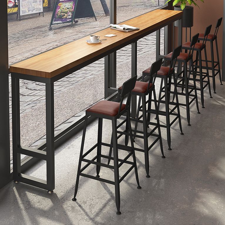 Brown Modern Style Rectangle in Solid Wood and Iron Table Coffee Shop Bar Table Clearhalo 'Bar Furniture' 'Bar Tables' 'bar_tables' 'furn' 'furn_bar_tables' 'Furniture' 'furniture_bar_tables' 'Kitchen & Dining Furniture' 1200x1200_ea9d4af0-b3c6-4de3-a249-97c2d72c1006