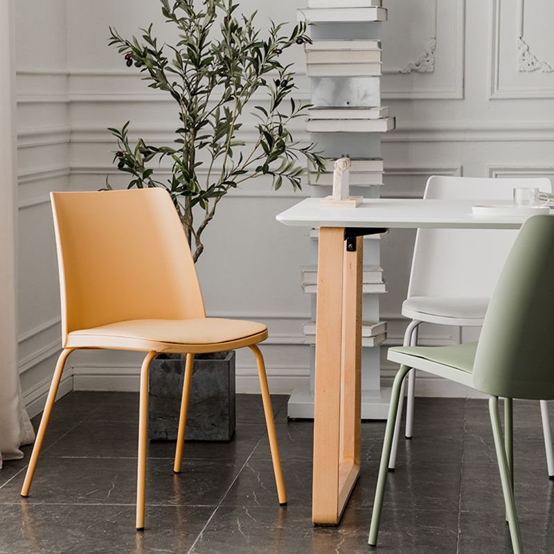 Modern Solid Back Side Chair Plastic Upholstered Armless Chair for Dining Room Clearhalo 'Dining Chairs' 'Dining Tables & Seating' 'dining_chair' 'furn' 'furn_dining_chair' 'Furniture' 'Kitchen & Dining Furniture' 1200x1200_ea9f64a1-f759-495e-ac8e-fdf4c29daef7