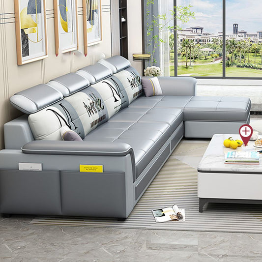 Pillow Top Arm Sofa 31.49" High Faux Leather/Linen Sofa Ottoman Included