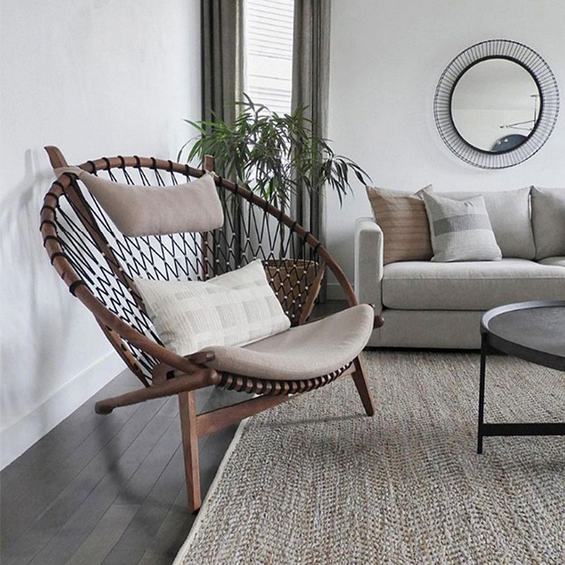 Scandinavian Papasan Chair Solid Color Wooden Papasan Chair for Living Room Clearhalo 'Accent Chairs' 'accent_chairs' 'Chairs & Seating' 'furn' 'furn_accent_chairs' 'Furniture' 'Living Room Furniture' 1200x1200_eaa17819-3a20-4d63-a376-c02706979760